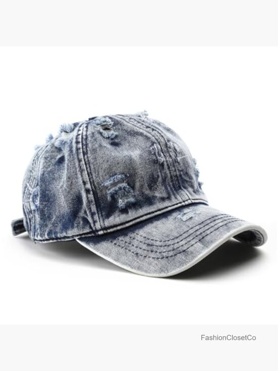 Unconstructed Cotton Denim Baseball Cap Vintage Distressed Dad Hat Trucker main image 6